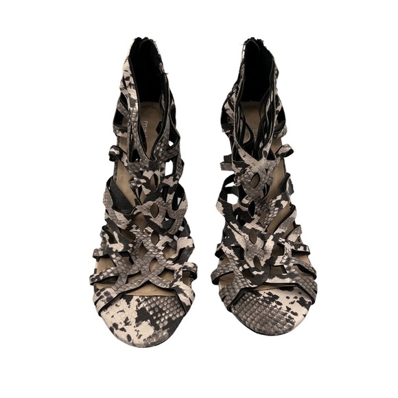 Madden Girl Gray Dalisa Snakeskin Gladiator Heeled Sandals Size 8.5 Women’s - Picture 3 of 9